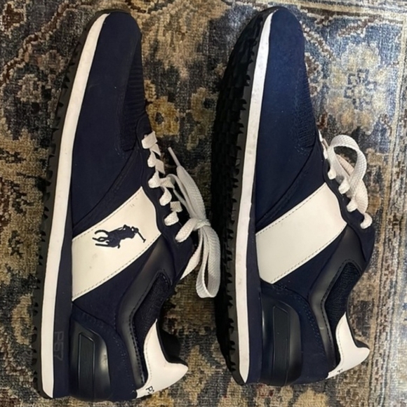 Polo Ralph Lauren Jogger Suede & Mesh Blue Sneakers US Men's Size 9.5 - Picture 4 of 10